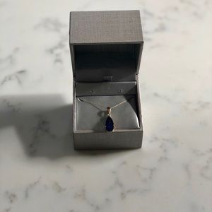 Blue Sapphire & Diamond Accent Pendant in 10K Gold
